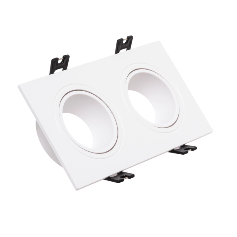 Aro Foco Downlight 2xGU10 Policarbonato Rectangular Blanco