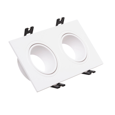 Aro Foco Downlight 2xGU10 Policarbonato Rectangular Blanco
