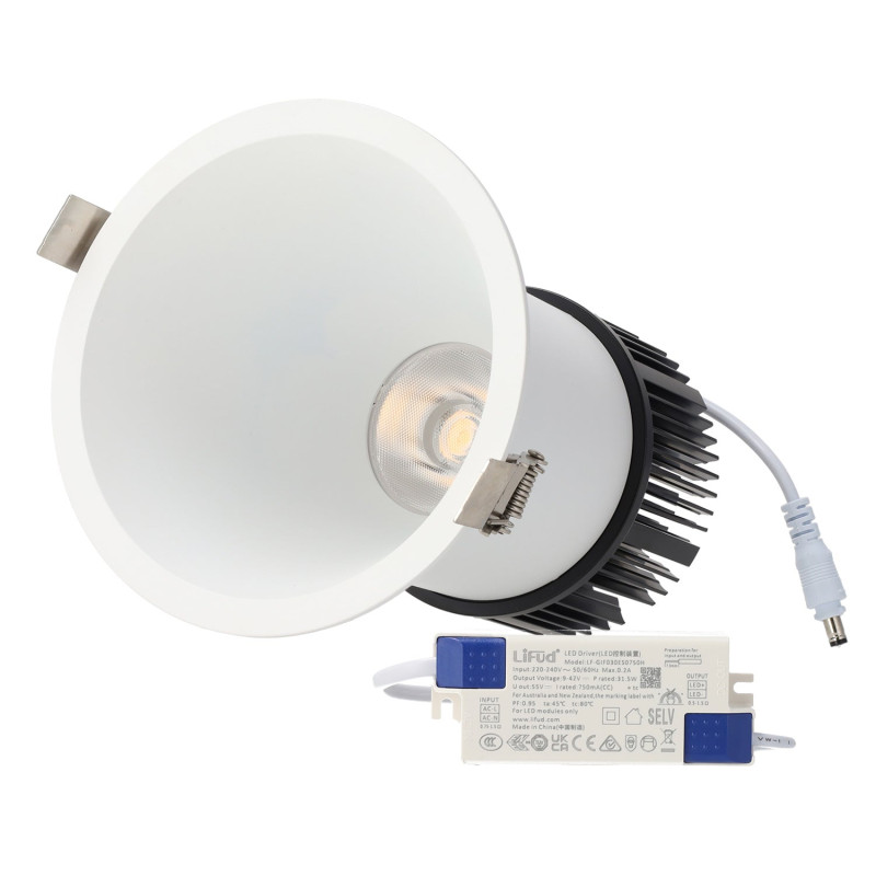Downlight Empotrable LED 15W 90Lm/W CRI>95 4000ºK Driver Lifud 50.000H  Blanco Natural