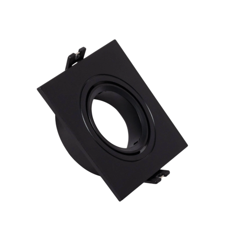 Aro Foco Downlight 1xGU10 Policarbonato Rectangular Negro