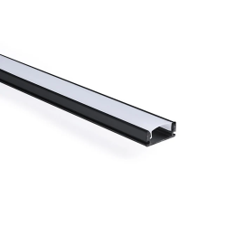 Perfíl Aluminio Negro para Tira LED - Difusor Opal