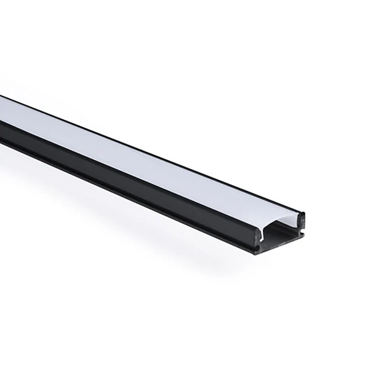 Perfíl Aluminio Negro para Tira LED - Difusor Opal