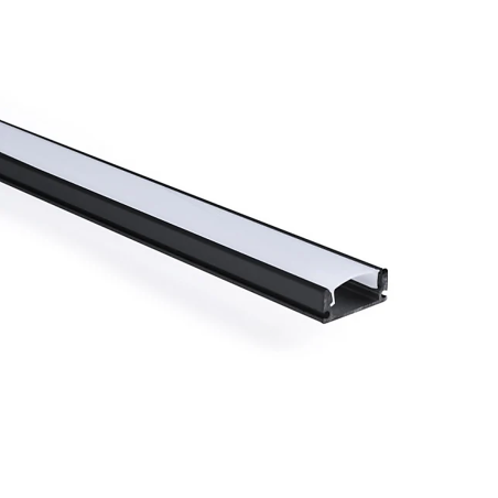 Perfíl Aluminio Negro para Tira LED - Difusor Opal