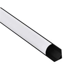 Perfíl Aluminio Negro para Tira LED Instalación Esquinas - Difusor Opal x 2M