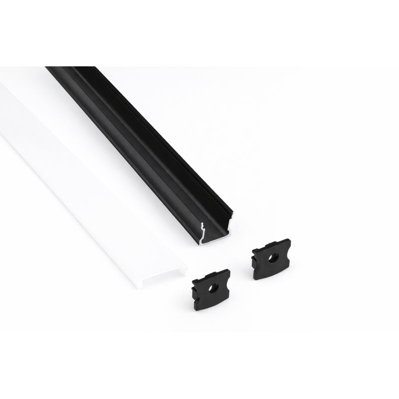 Perfil Para Tiras LED 2 metros -Negro-Difusor Opal