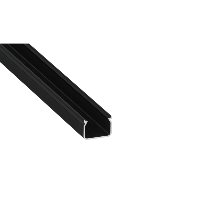 Perfíl Aluminio KIMERA-"HOM" Anodizado Negro con Difusor Opal , Tapones y Clips Sujección 2,02M