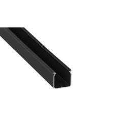 Perfíl Aluminio KIMERA-"HELSE" Anodizado Negro con Difusor Opal , Tapones y Clips Sujección 2,02M