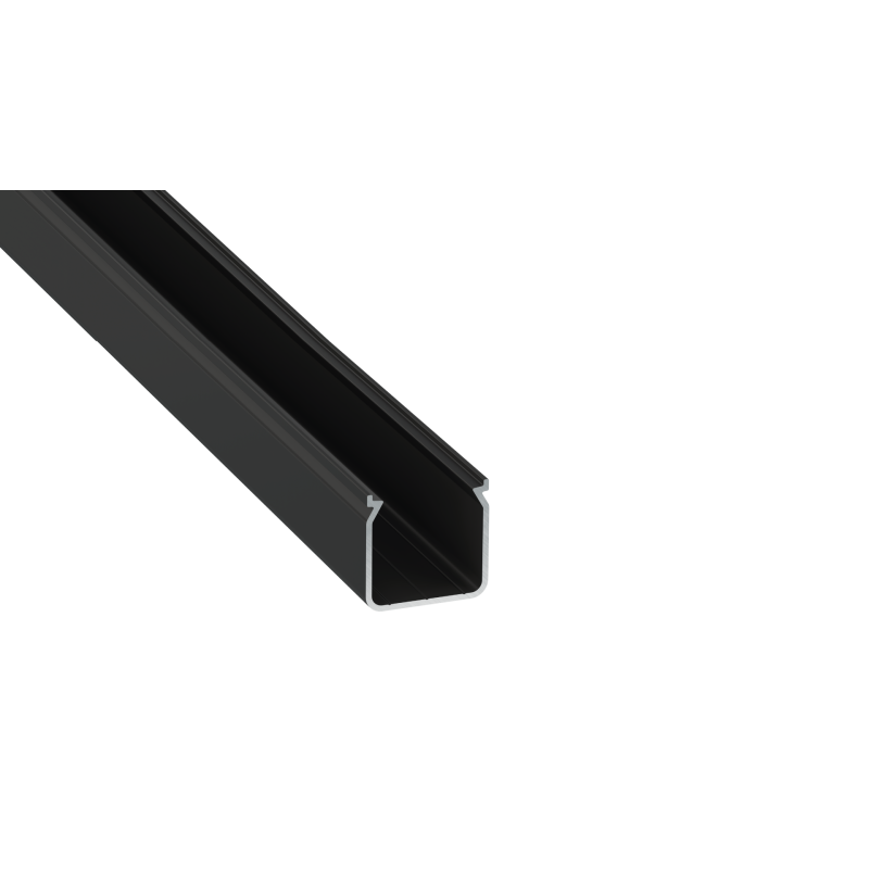 Perfíl Aluminio KIMERA-"HELSE" Anodizado Negro con Difusor Opal , Tapones y Clips Sujección 2,02M