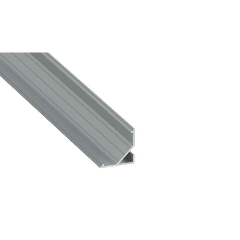 Perfíl Aluminio KIMERA-"ARRE" Anodizado Plata con Difusor Opal , Tapones y Clips Sujección 2,02M