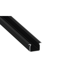 Perfíl Aluminio KIMERA-"UHRE" Anodizado Negro con Difusor Opal , Tapones y Clips Sujección 2,02M