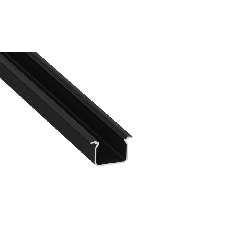 Perfíl Aluminio KIMERA-"UHRE" Anodizado Negro con Difusor Opal , Tapones y Clips Sujección 2,02M