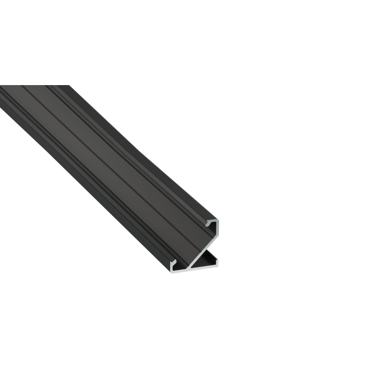 Perfíl Aluminio KIMERA-"BARDE" Anodizado Negro con Difusor Opal , Tapones y Clips Sujección 2,02M