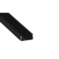 Perfíl Aluminio KIMERA-"EGEN" Anodizado Negro con Difusor Opal , Tapones y Clips Sujección 2,02M