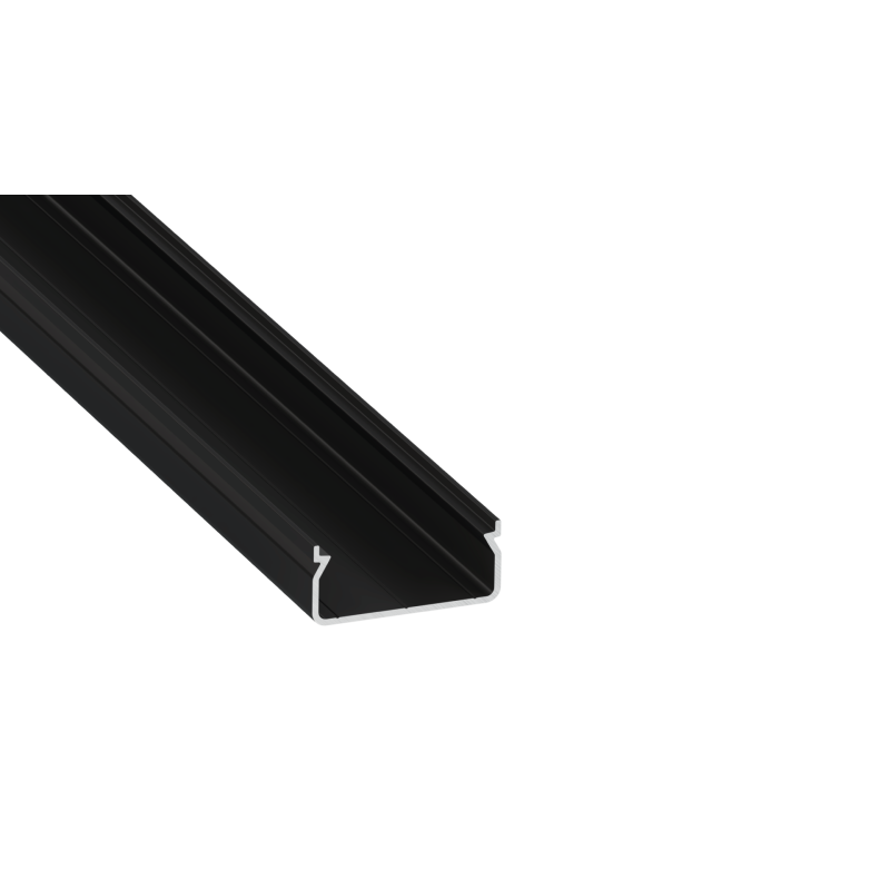 Perfíl Aluminio KIMERA-"EGEN" Anodizado Negro con Difusor Opal , Tapones y Clips Sujección 2,02M