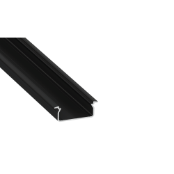 Perfíl Aluminio KIMERA-"TVED" Anodizado Negro con Difusor Opal , Tapones y Clips Sujección 2,02M