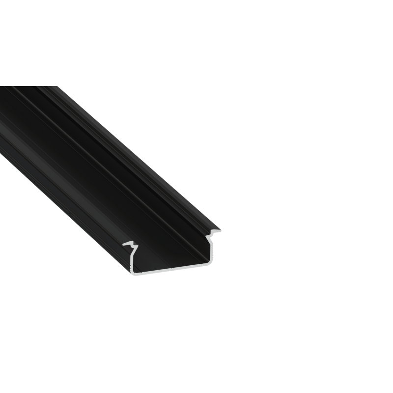 Perfíl Aluminio KIMERA-"TVED" Anodizado Negro con Difusor Opal , Tapones y Clips Sujección 2,02M