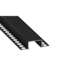 Perfíl Aluminio KIMERA-"HORST" Anodizado Negro con Difusor Opal , Tapones y Clips Sujección 2,02M