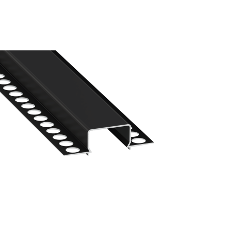 Perfíl Aluminio KIMERA-"HORST" Anodizado Negro con Difusor Opal , Tapones y Clips Sujección 2,02M