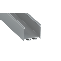 Perfíl Aluminio KIMERA-"NORS" Anodizado Plata con Difusor Opal , Tapones y Clips Sujección 2,02M