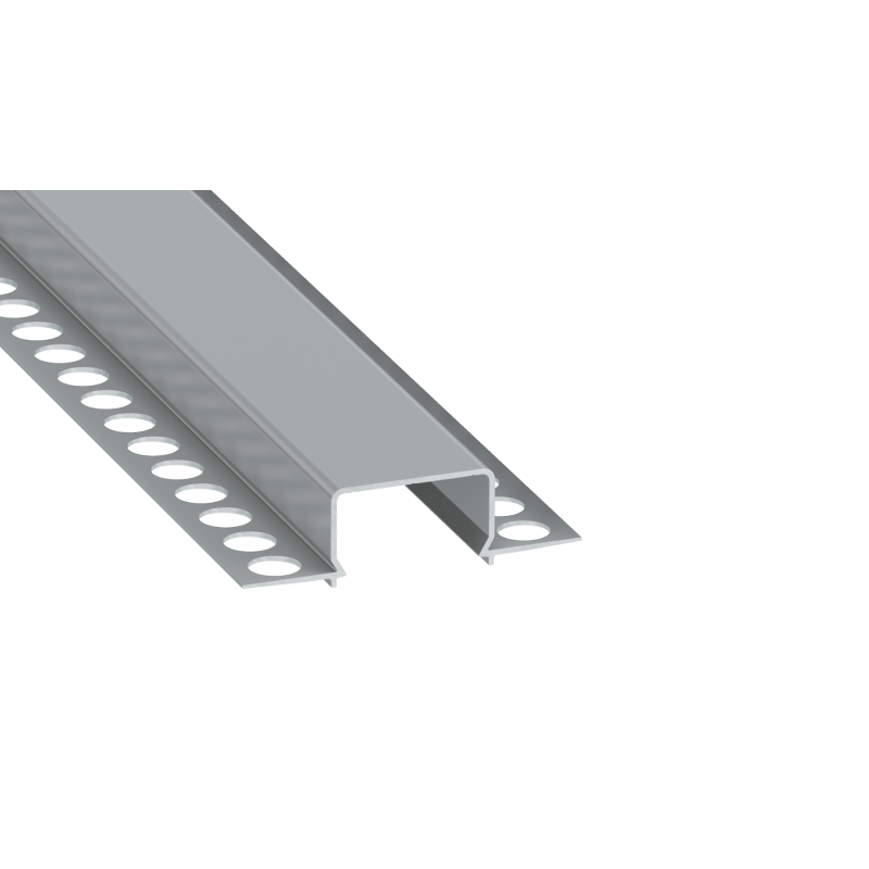 Perfíl Aluminio KIMERA-"HORST" Anodizado Plata con Difusor Opal , Tapones y Clips Sujección 2,02M