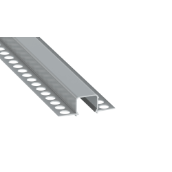 Perfíl Aluminio KIMERA-"MOSSO" Anodizado Plata con Difusor Opal , Tapones y Clips Sujección 2,02M