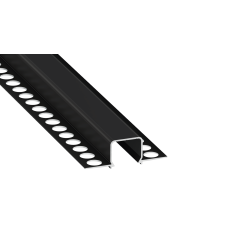 Perfíl Aluminio KIMERA-"MOSSO" Anodizado Negro con Difusor Opal , Tapones y Clips Sujección 2,02M