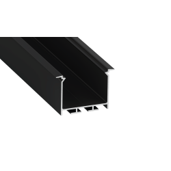 Perfíl Aluminio KIMERA-"HEDE" Anodizado Negro con Difusor Opal , Tapones y Clips Sujección 2,02M