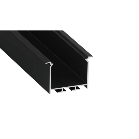 Perfíl Aluminio KIMERA-"HEDE" Anodizado Negro con Difusor Opal , Tapones y Clips Sujección 2,02M