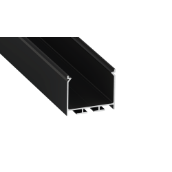 Perfíl Aluminio KIMERA-"NORS" Anodizado Negro con Difusor Opal , Tapones y Clips Sujección 2,02M