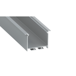 Perfíl Aluminio KIMERA-"HEDE" Anodizado Plata con Difusor Opal , Tapones y Clips Sujección 2,02M