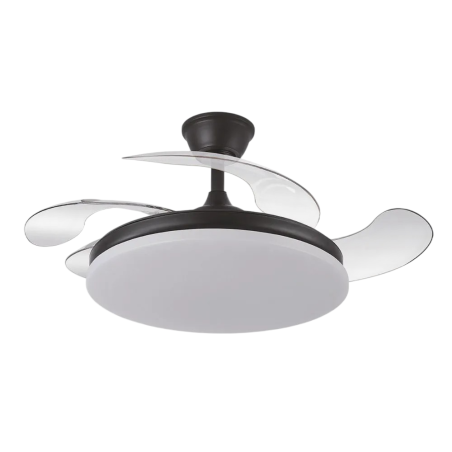 Ventilador DC Tridente 59w Negro 4 Aspas Desp. 107d 6980lm Reg.intensidad Remoto+Temporizador+Memoria 3000-4000-6000k