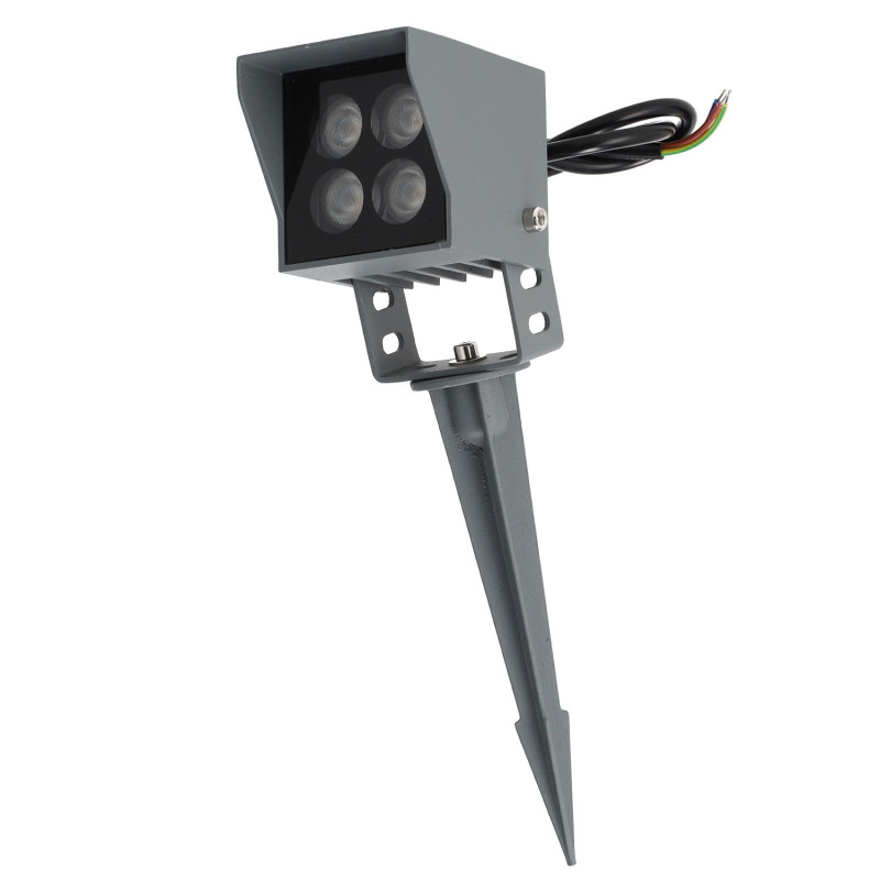 Foco Led con Pincho Jardín 4W IP65 2700ºK Acabado Gris