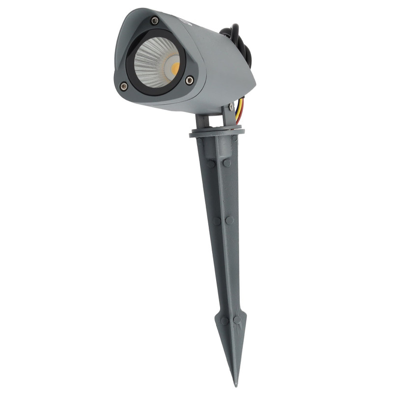Foco Led con Pincho Jardín 7W IP65 2700ºK Acabado Gris