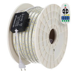 Tira Flexible LED 12W/M 220VAC 120LEDs/M SMD5730 IP65 CCT (Tonalidad Variable) 50 Metros