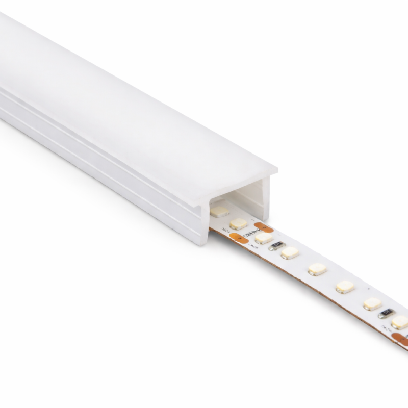 Perfíl de Silicona IP65 para Tiras LED 12x12mm para Tiras de 12mm Rollo 100 Metros