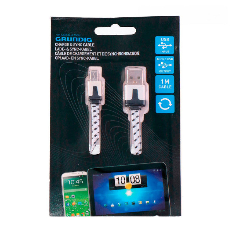 Cable Cargador USB a Micro USB con Sincronizacion Grundig 1m [E3-51273]