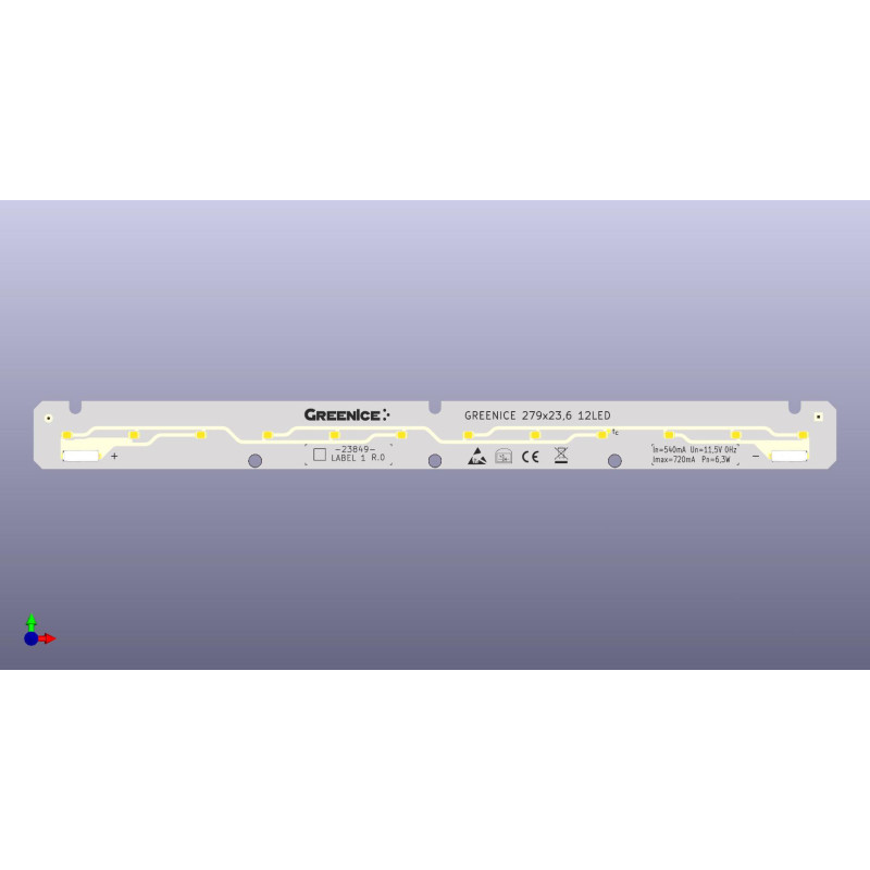 Módulo LED 279x23,6_12LED 4000K CRI80 L128-E5