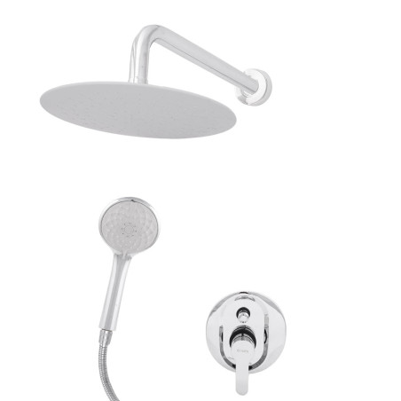 Conjunto Ducha Latón/Zinc - Acero Inoxidable- ABS, Cromado, Agua Caliente-Fría, Monomando [QLI-FA-CS07