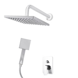 Conjunto Ducha Latón/Zinc - Acero Inoxidable- ABS, Cromado, Agua Caliente-Fría, Monomando [QLI-FA-CS04]