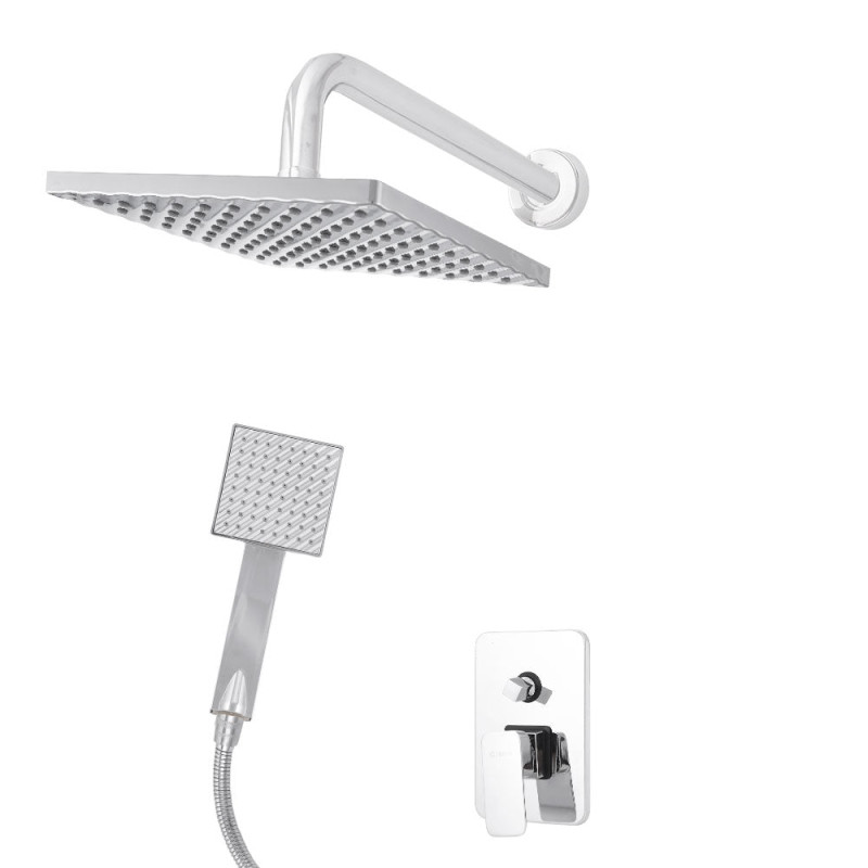 Conjunto Ducha Latón/Zinc - Acero Inoxidable- ABS, Cromado, Agua Caliente-Fría, Monomando [QLI-FA-CS04]