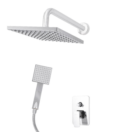 Conjunto Ducha Latón/Zinc - Acero Inoxidable- ABS, Cromado, Agua Caliente-Fría, Monomando [QLI-FA-CS04]