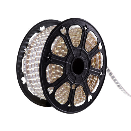 Tira de 120 LEDs/M 500W 1.000Lm 6000ºK SMD5050 220VAC IP65 x50M 40.000H   [HO-220-120-50M-CW]