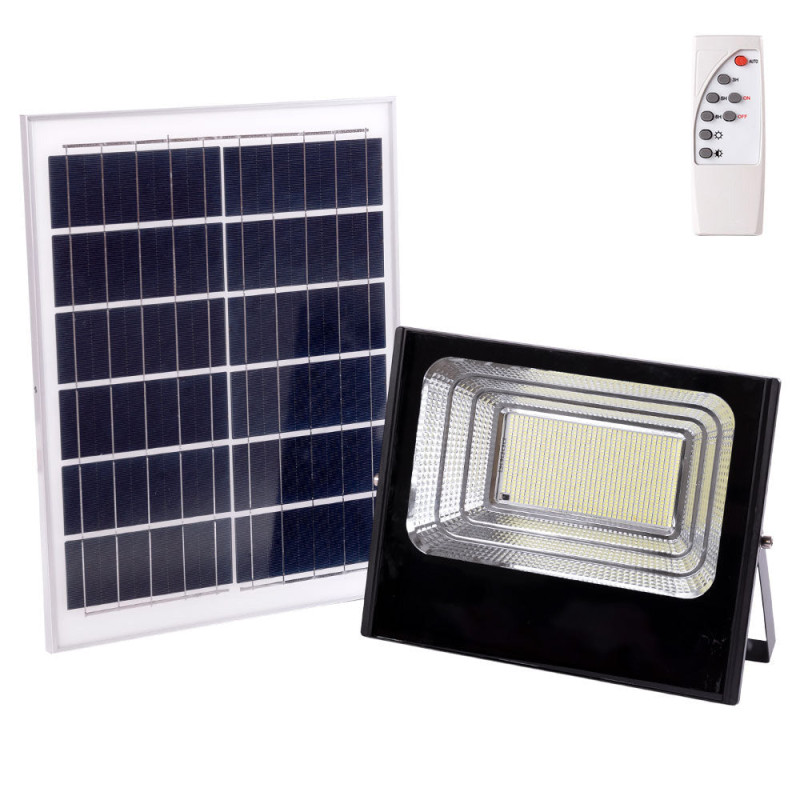 Proyector LED Solar 200W 6500K Panel: 6V/20W Batería: 3,2V/15000MaH Control Remoto  [HO-SOLARFL-200W-01]
