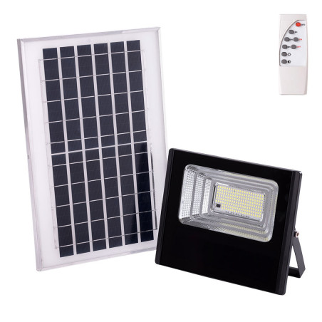 Proyector LED solar 65W 6500K Panel: Bateria 6V/8W: Control remoto 3,2V/5000MaH