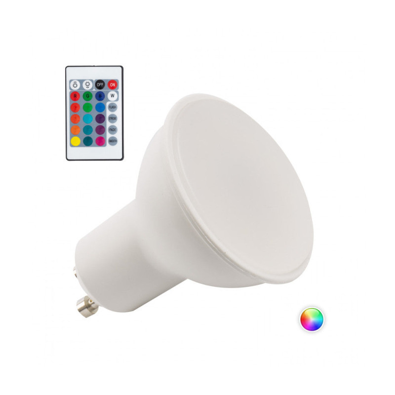 Bombilla LED GU10 5W RGB Mando a Distancia 40.000H  [PL187221-GU10]