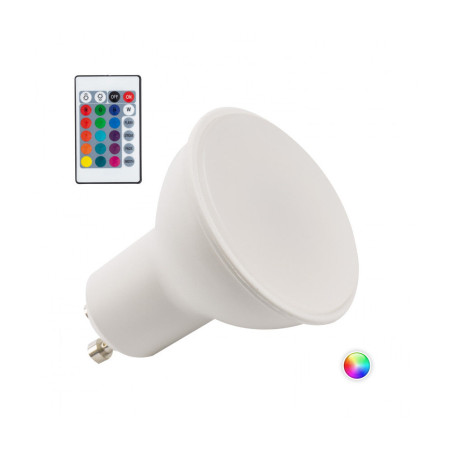 Bombilla LED GU10 5W RGB Mando a Distancia 40.000H  [PL187221-GU10]