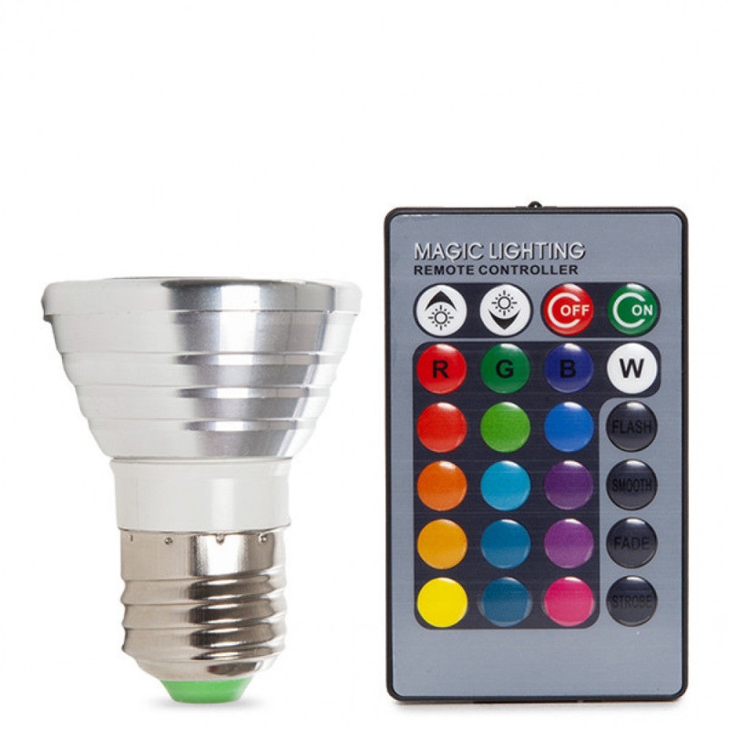 Bombilla LED E27 3W RGB Control Remoto 40.000H  [PL187220-E27]
