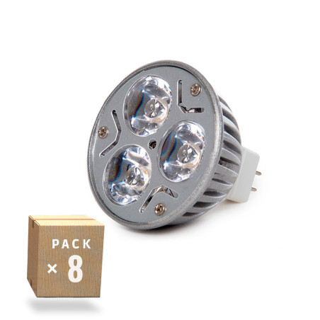 Pack 8 Bombillas LED GU5,3 6W 515Lm 3000ºK 40.000H [CA-MR16-9W-WW-PK8-AP]
