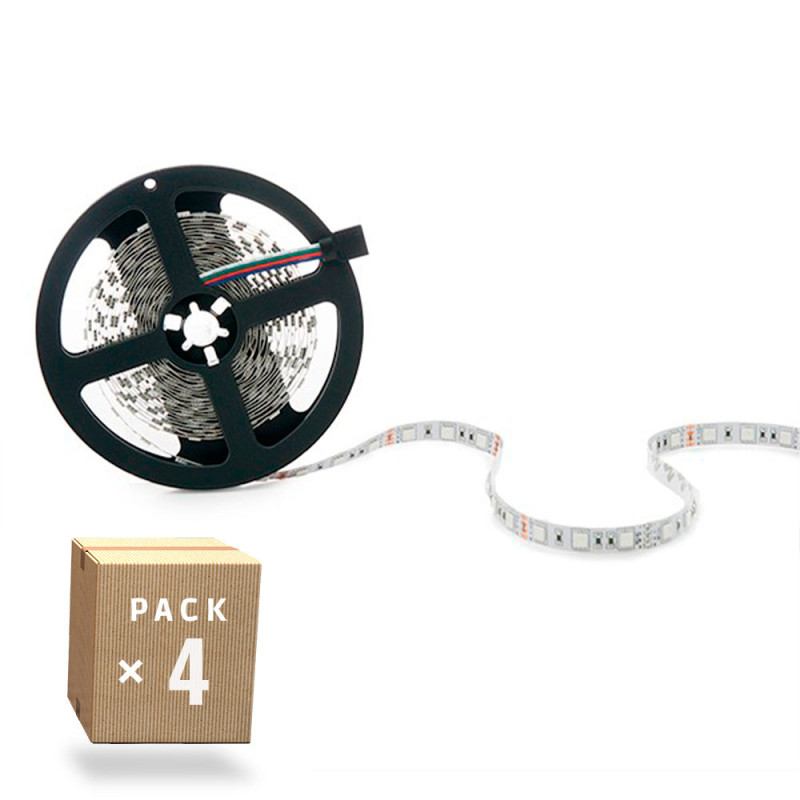 Pack 4 Tiras LED 72W 4200Lm 4200ºK 300 X SMD5050 12VDC IP65 x5M 40.000H  [PL219012-PK4-AP]