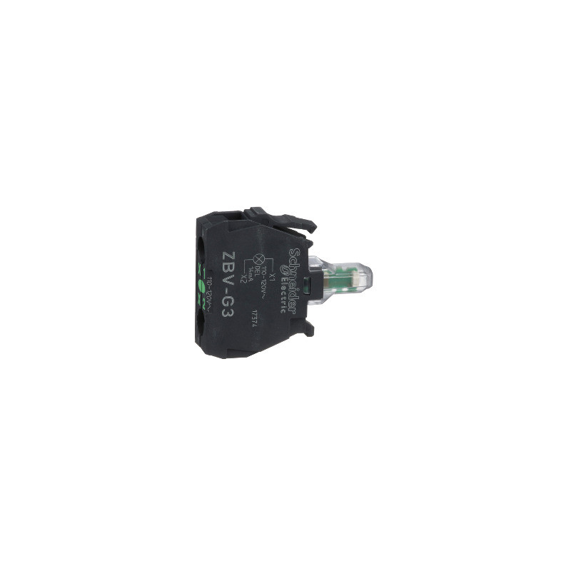 Bloque luminoso verde led integrado 110….120V para cabeza ø 22 borna resorte ref. ZBVG3 Schneider Electric [PLAZO 3-6 SEMANAS]